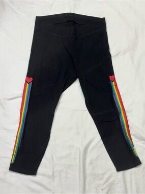 torrid Black Leggings with Rainbow Side Stripes and Heart Accents